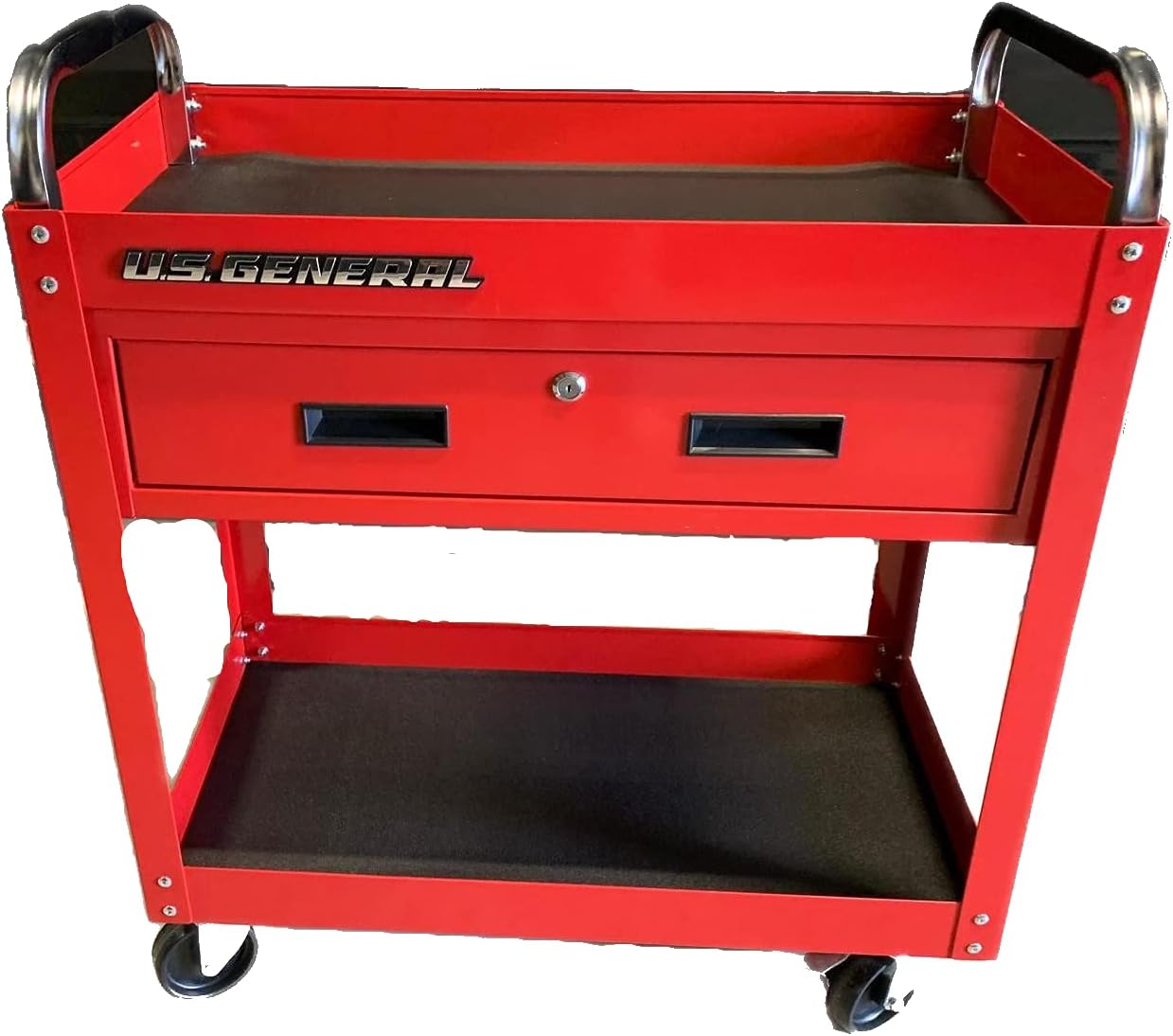 30 in. Large 350 lb. Capacity Glossy Red Service Cart With Locking Drawer K450561