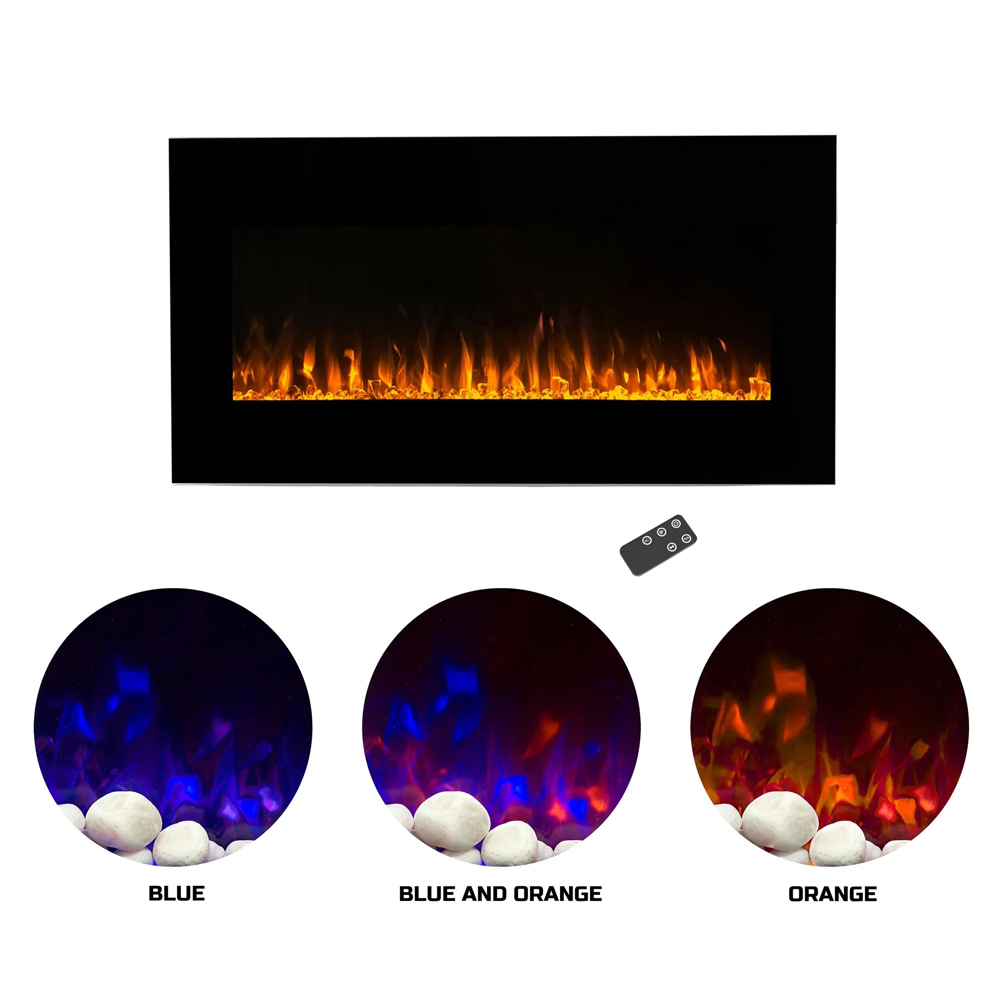 36-inch Wall-Mount Electric Fireplace (Black) H1478