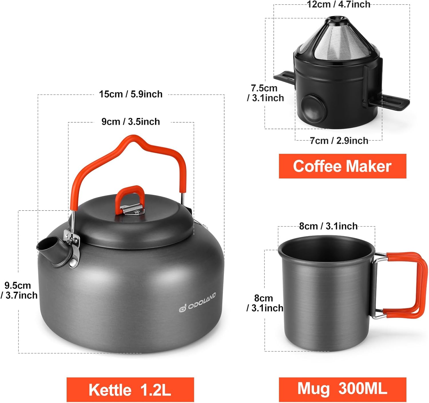 1.2L Camping Coffee Pot with Mug and Coffee Filter R46548