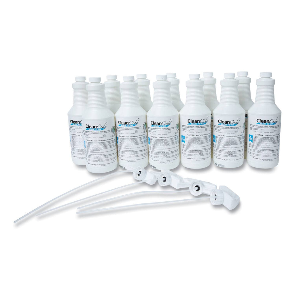 32 oz Disinfecting Cleaner, Light Citrus Scent, 12 Bottles and 4 Trigger Sprayers M50345
