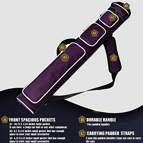 Nylon Leatherette Billiard Pool Cue Stick Hard Carrying Case A463339