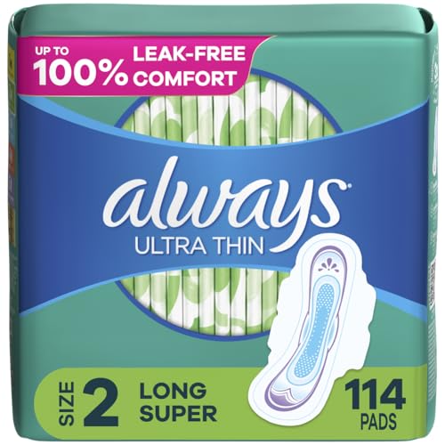 Ultra Thin Feminine Pads, Size 2 Long Super Absorbency, With Wings, Unscented, 58 Count N288206