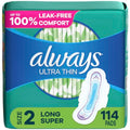 Ultra Thin Feminine Pads, Size 2 Long Super Absorbency, With Wings, Unscented, 58 Count N288206