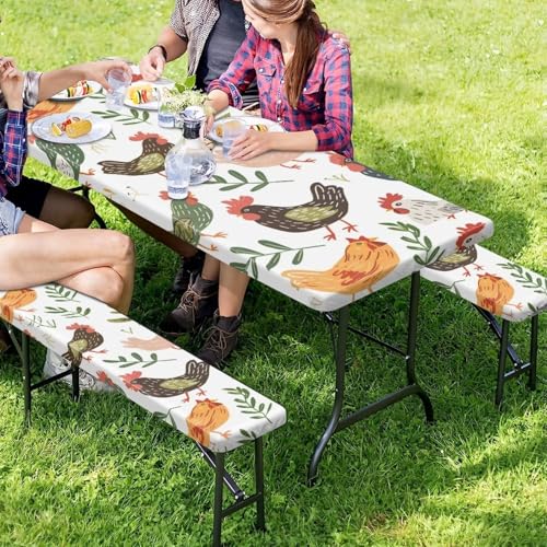 Fitted Rectangle Picnic Table Cover with Bench Covers A785802