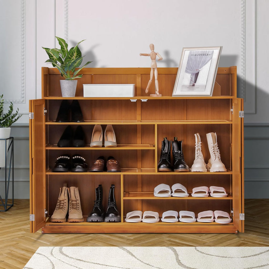 5 Tier Bamboo Shoe Cabinet with Doors H204343