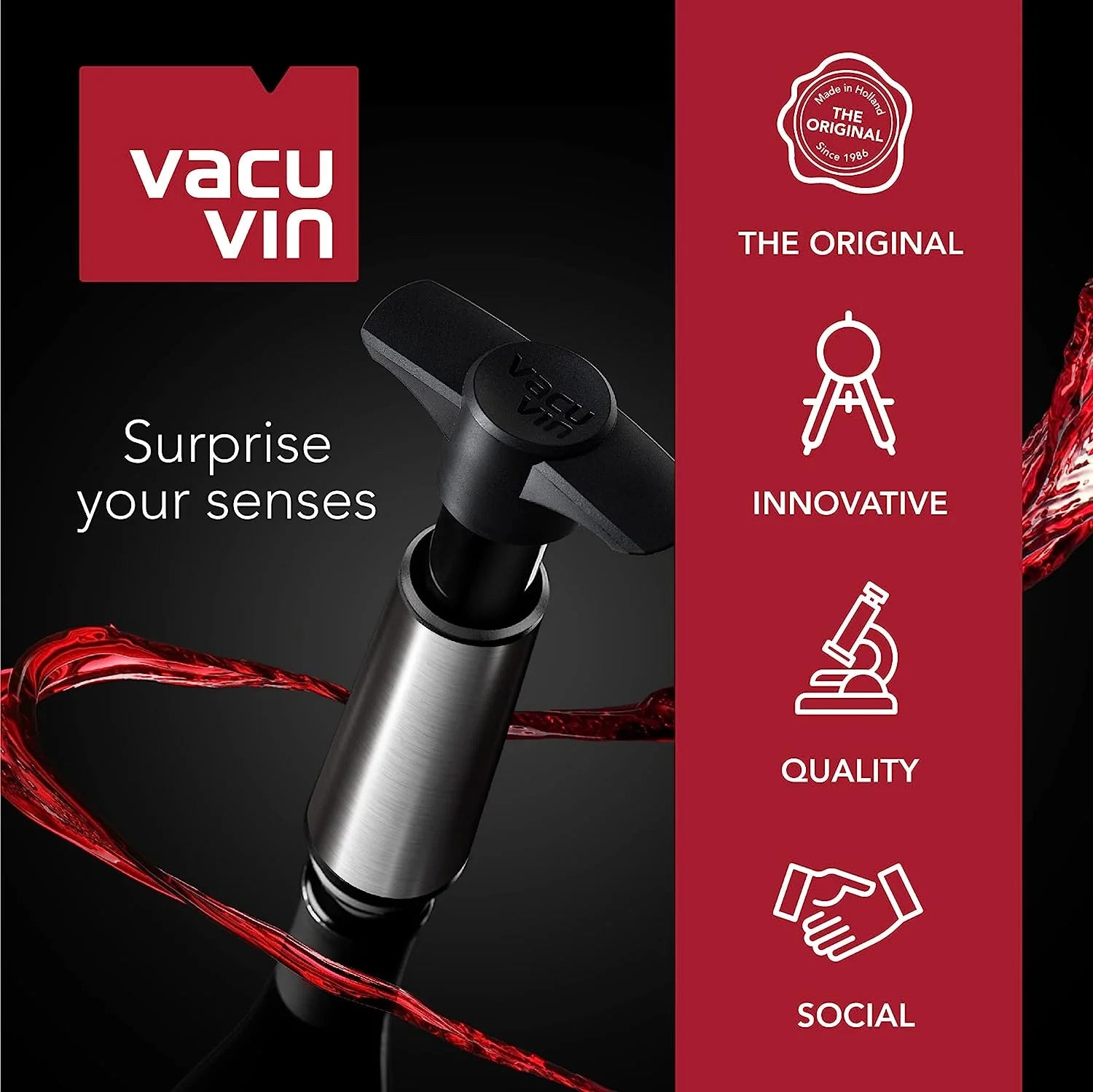 Wine Saver Pump Black with 8 Stoppers C46902