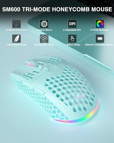 White Wireless Gaming Mouse with 8000 DPI Tri-Modes P2811