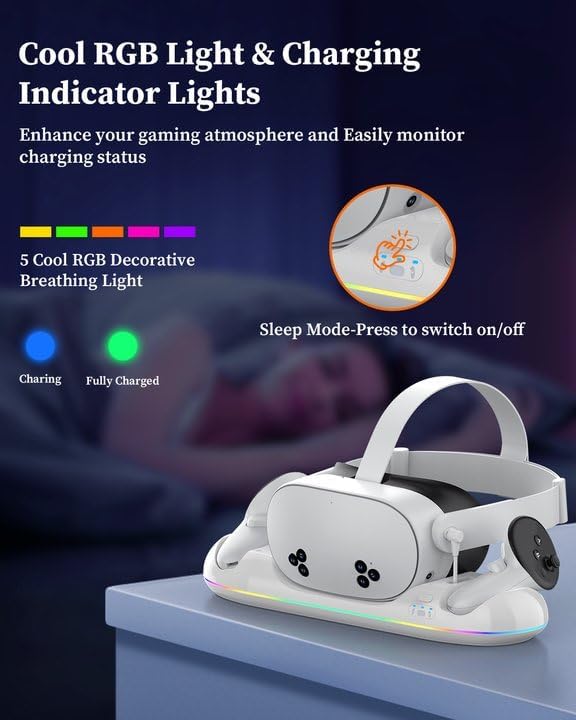 20W Magnetic Charging Station for VR Headset & Controllers with 2X2100mAh Batteries V439554