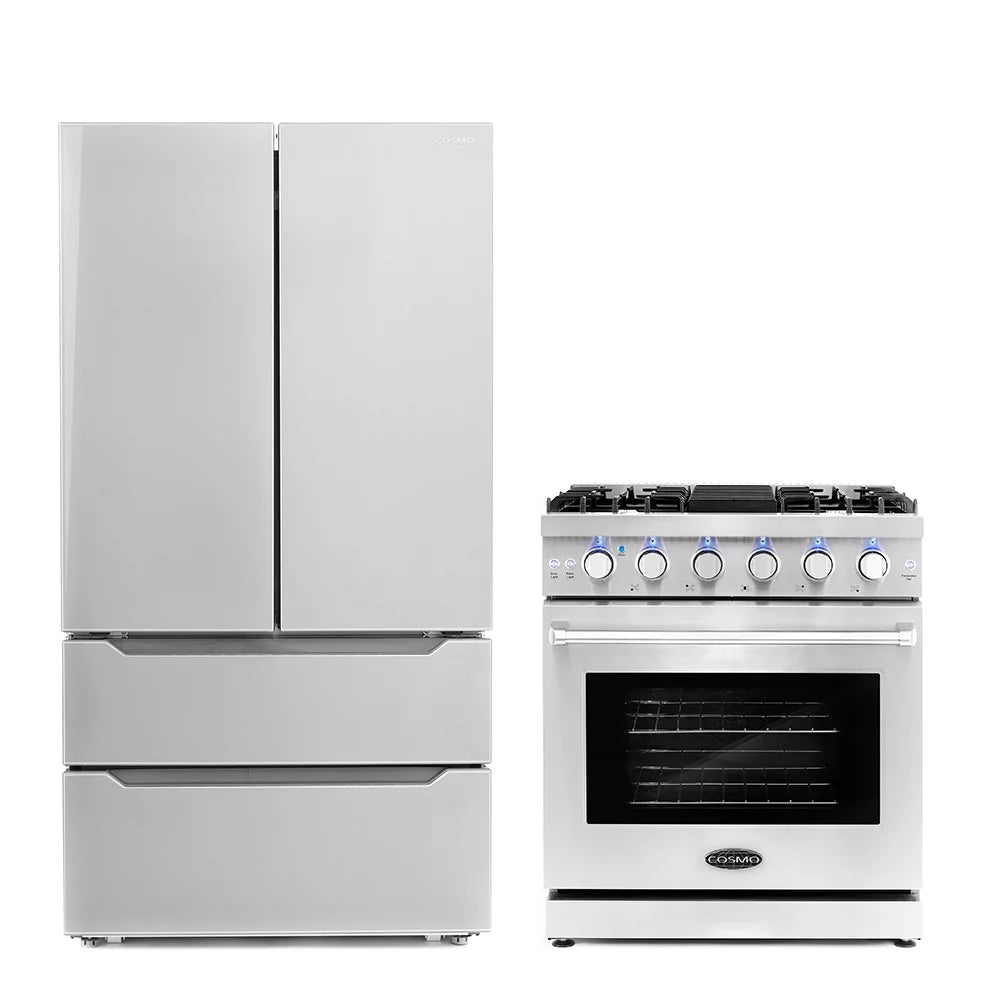 2 Piece Kitchen Appliance Package with Gas Range & French Door Refrigerator S153583