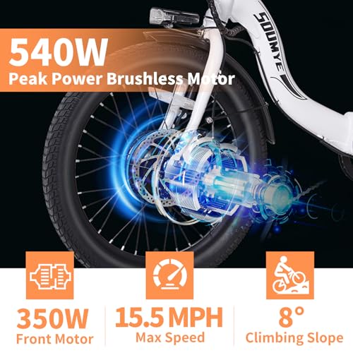 Electric Tricycle 20" 3 Wheels Folding 350W Step-Thru Removable Battery D546434