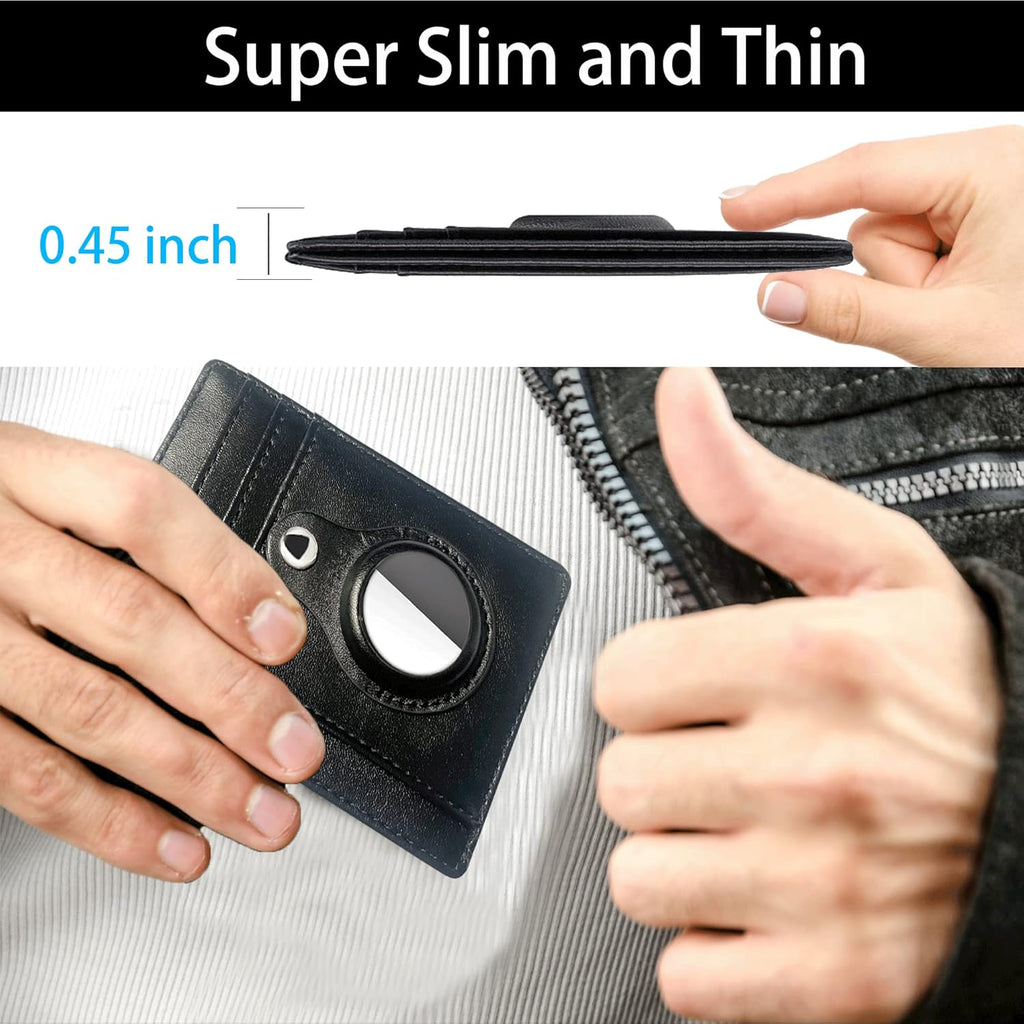 Black Leather Slim Card Holder Wallet with Keychain (2 Pack) N140483