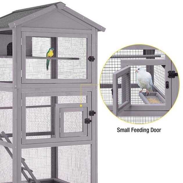 Wooden Large Bird Cage on Wheels O823481