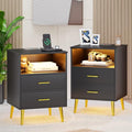Grey Wood Nightstand Set of 2 with 2 Drawers G18428