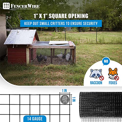 Black Vinyl Coated Welded Wire Mesh, 1 Inch x 1 Inch Grid (48 Inch x 50 ft.) Q286751