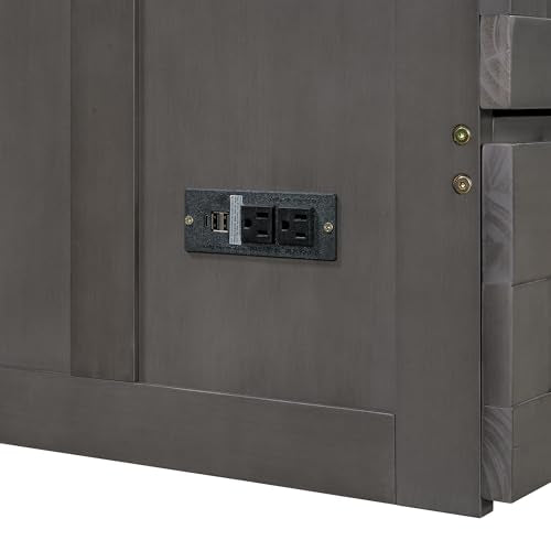 Gray Queen Size Murphy Bed with Storage Drawer X396