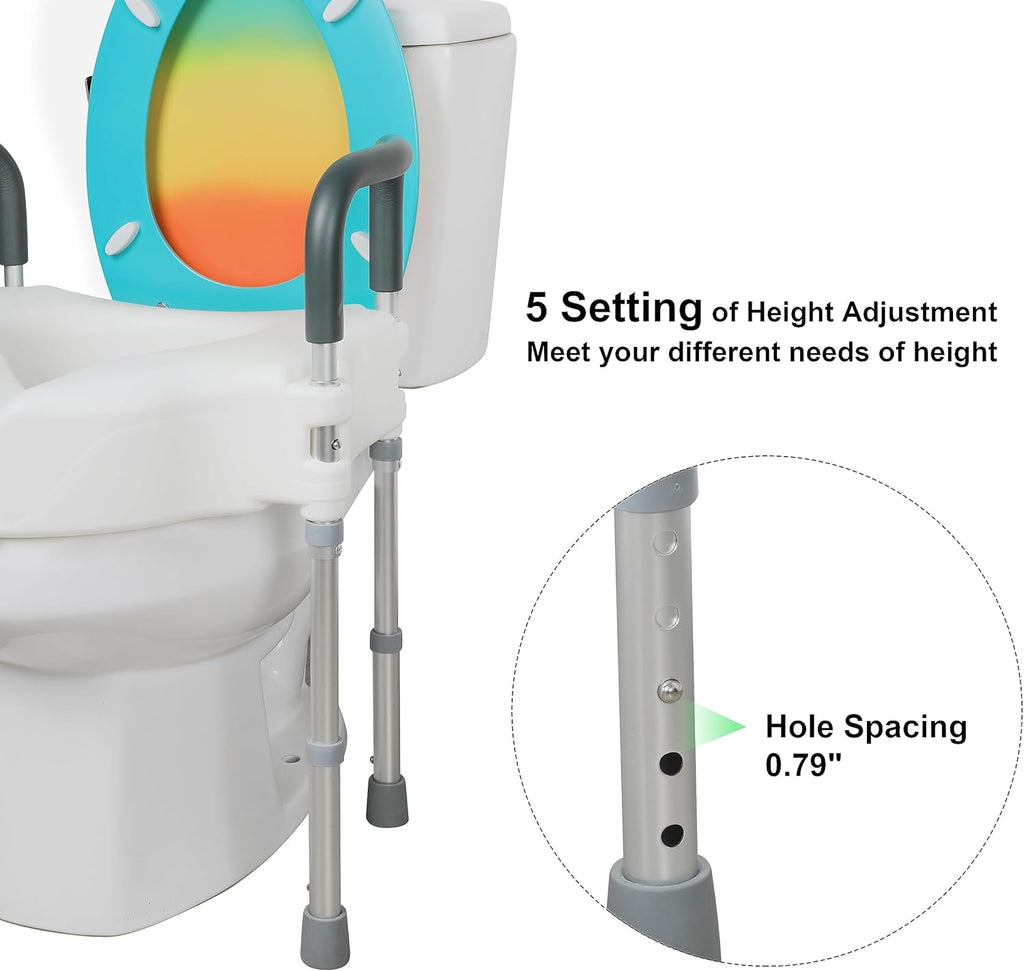Raised Toilet Seat with Handle, Height Adjustable Legs S70587