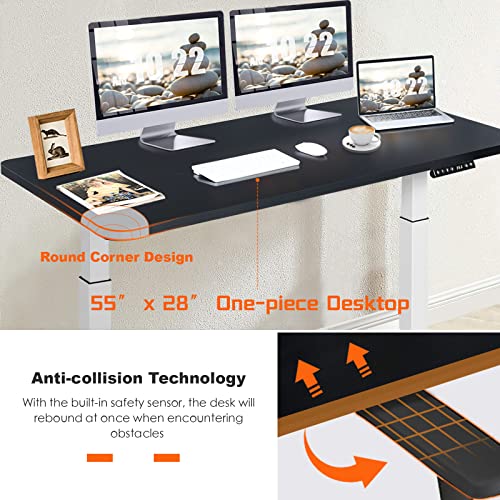 55" x 28" Height Adjustable Electric Standing Desk with Solid One-Piece Desktop L483461