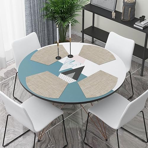 Round Table Placemats Set of 4 Non Slip Heat Resistant Woven Vinyl Metallic Golden Table Mats V24586