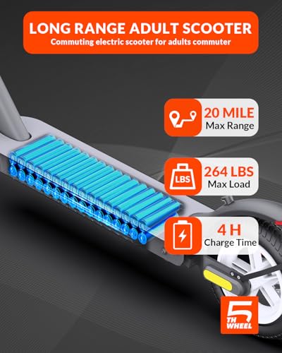 Electric Scooter with 10" Solid Tires, 350W Motor, 18 MPH, 19.9 Miles Range, Foldable O30074