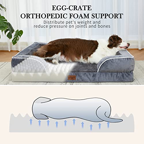 Jumbo Waterproof Orthopedic Memory Foam Dog Bed with Bolster and Removable Cover M131