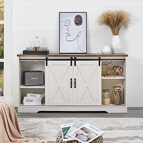 Fireplace TV Stand with Sliding Barn Door C55571