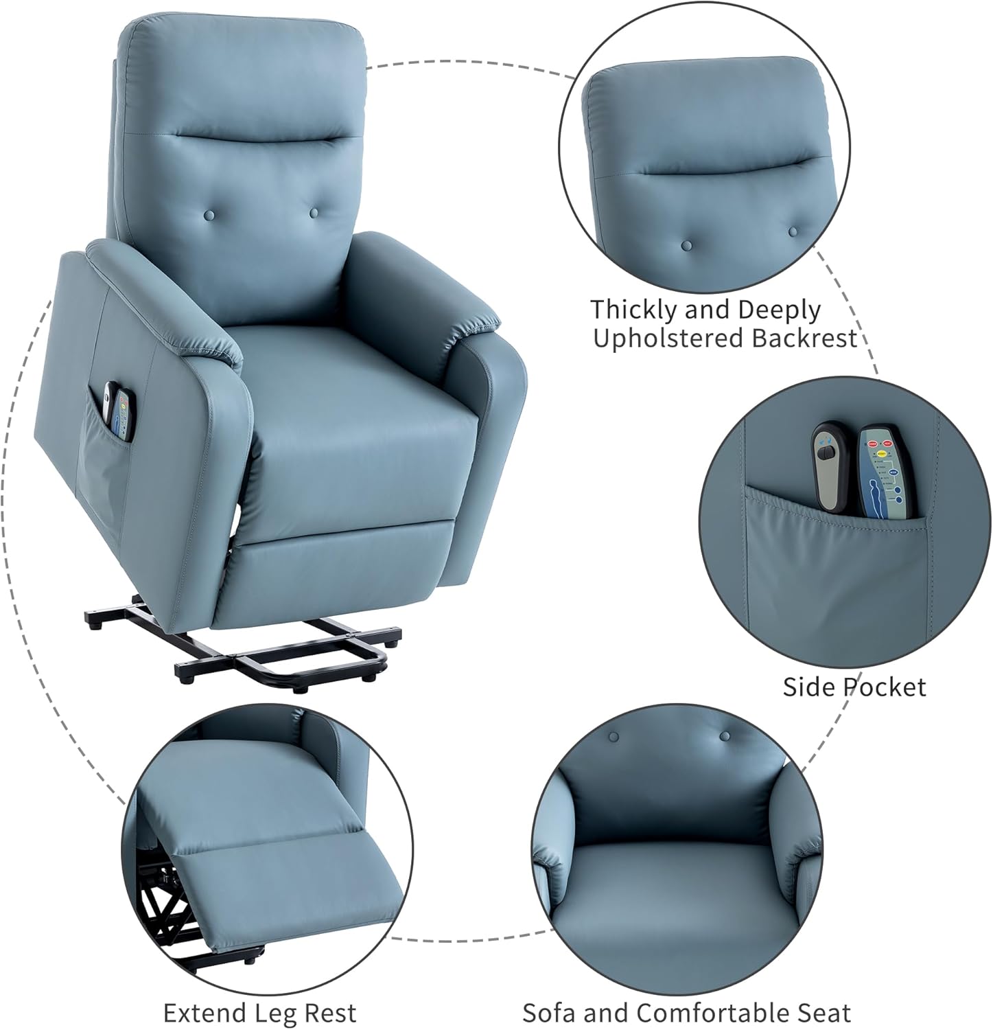 Heavy Duty Electric Recliner with Adjustable Heated Massage B394573
