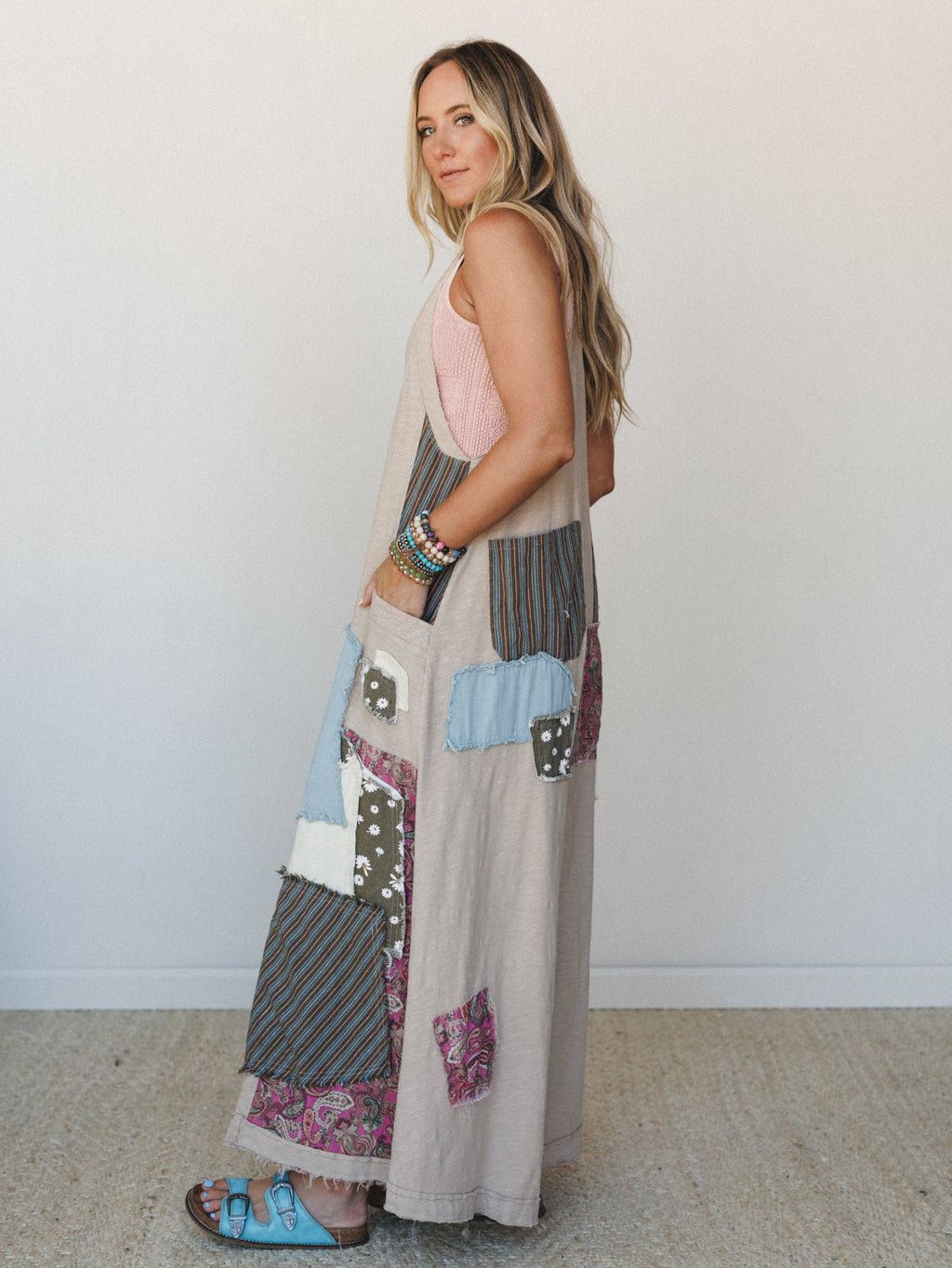 Garden Drift Wide Leg Jumpsuit - Light Taupe