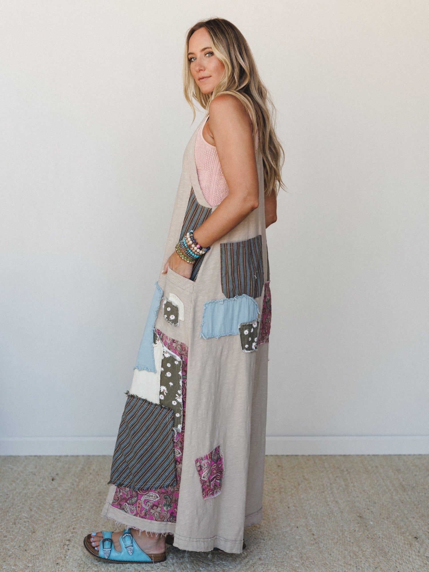 Garden Drift Wide Leg Jumpsuit - Light Taupe