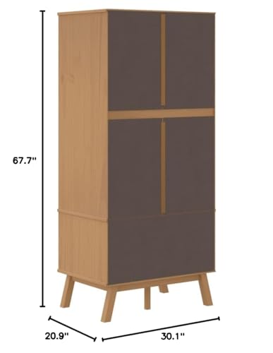 Solid Wood Wardrobe Armoire Closet with 2 Drawers, Gray and Brown 30.1"x20.9"x67.7" U815512