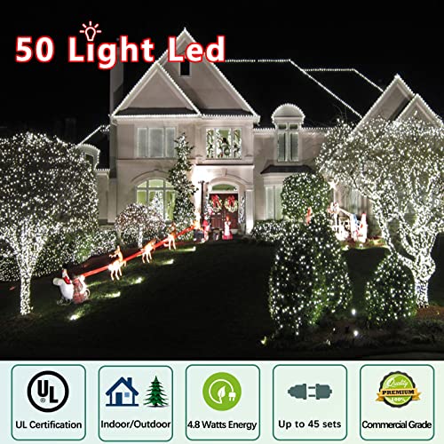 25ft 50 Counts Cool White LED Christmas Lights Outdoor Waterproof Green Wire X60274