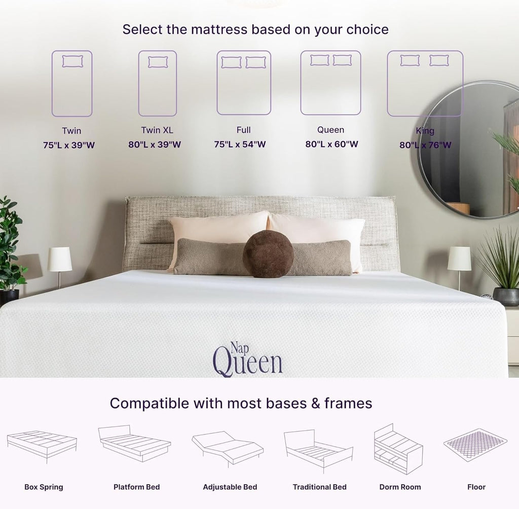 8 Inch Queen Size Bamboo Charcoal Memory Foam Mattress with Metal Platform Y54560