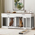 Grey Wooden Dog Crate with 2 Storage Drawers and Removable Divider C118877