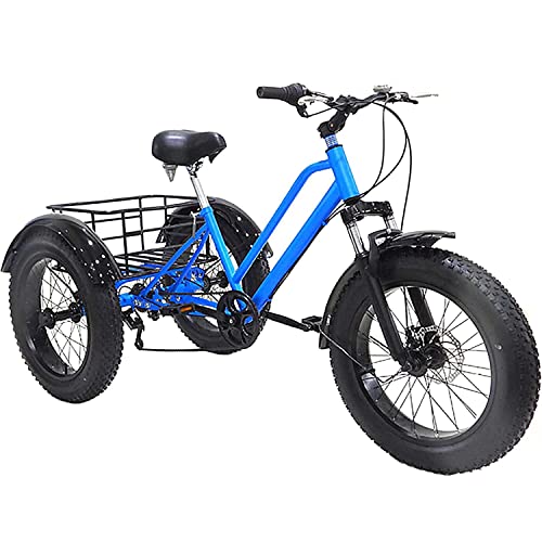 7 Speed 20 Inch Fat Tire Adult Tricycle with Shopping Basket H4561