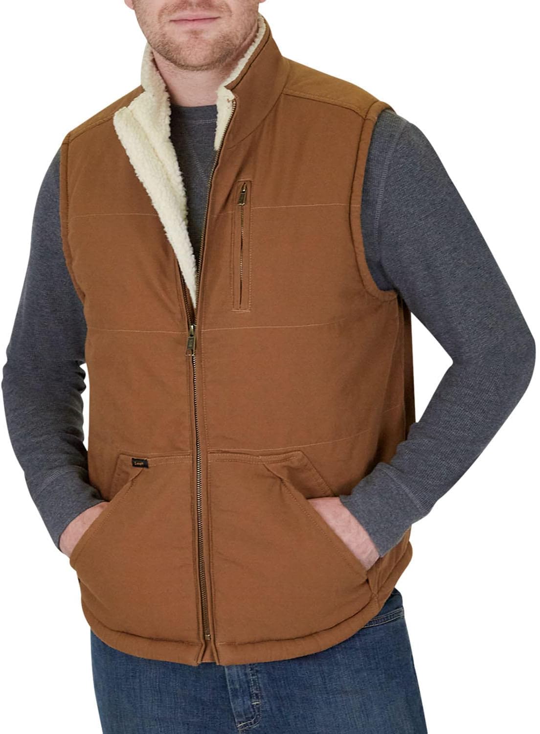 Canvas Work Vest with Pockets Sleeveless Jacket I36197