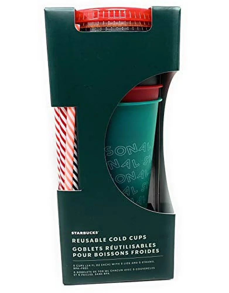 Reusable Cold Cups With Lids & Straws 5 Pack 24 Ounces Tumbler N285