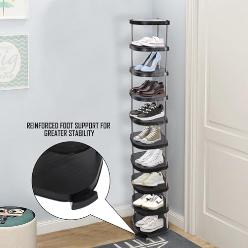 10 Tier Black Tall Narrow Shoe Rack Cabinet U42995