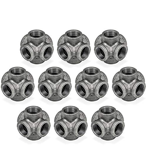 3/4" Black 6-Way Side Outlet Tee Malleable Iron Pipe Fittings U78348