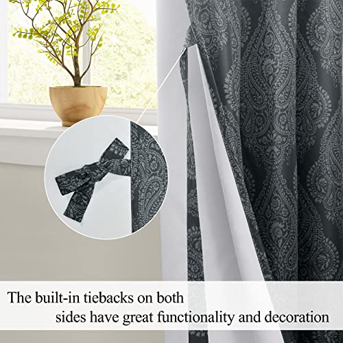 Navy Blue Grommet Curtains, W 42 x L 84 Inch, Set of 2 Panels A646