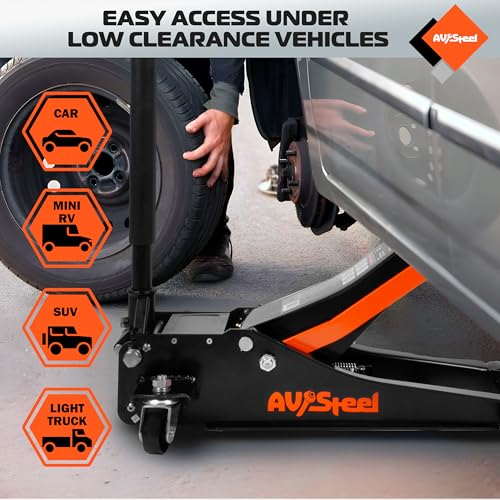 Low Profile Floor Jack 3 Ton Heavy Duty Hydraulic Jack with Dual Pistons Quick Lift Pump G5225