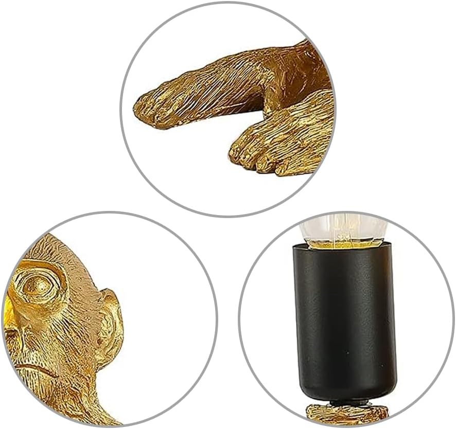 Monkey Lamp Gold Resin Sitting Lamp S7223