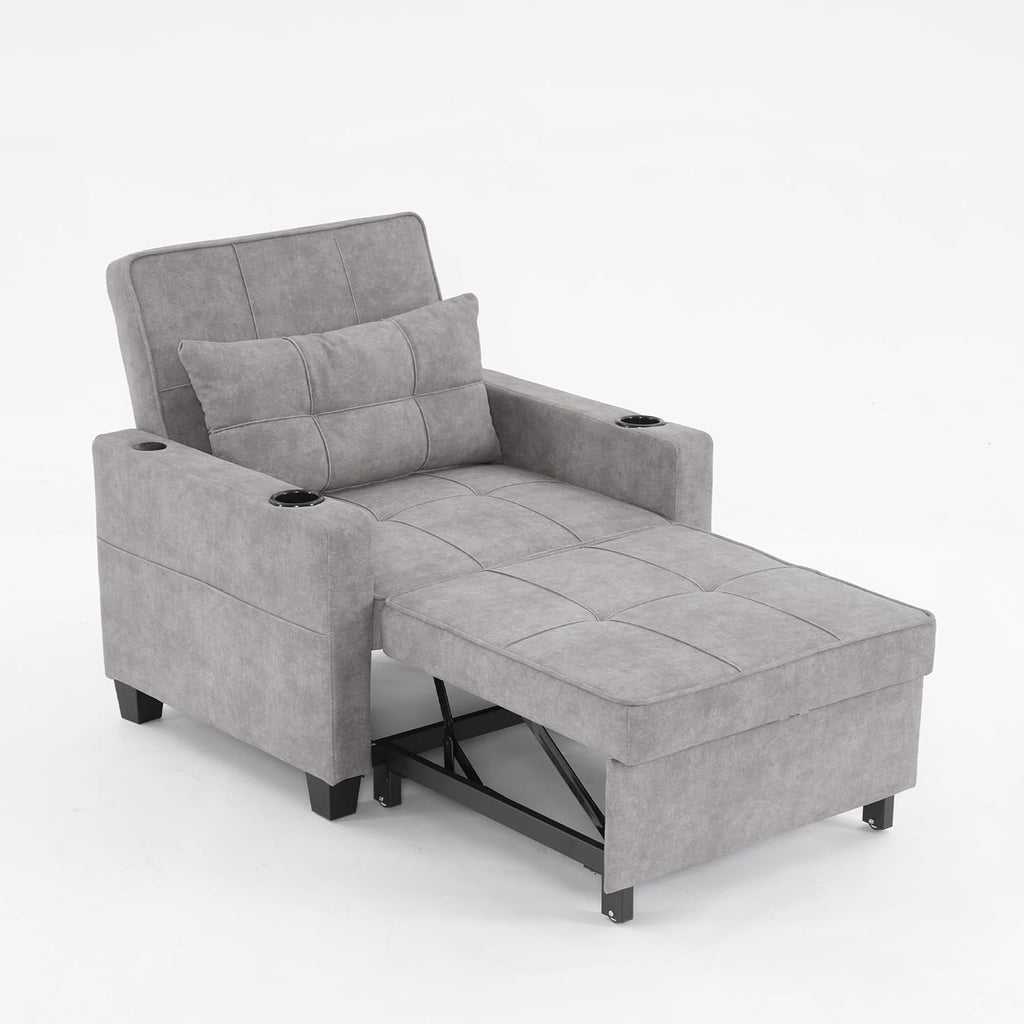 Light Grey 3-in-1 Pull Out Sleeper Chair Bed with USB Ports L434860