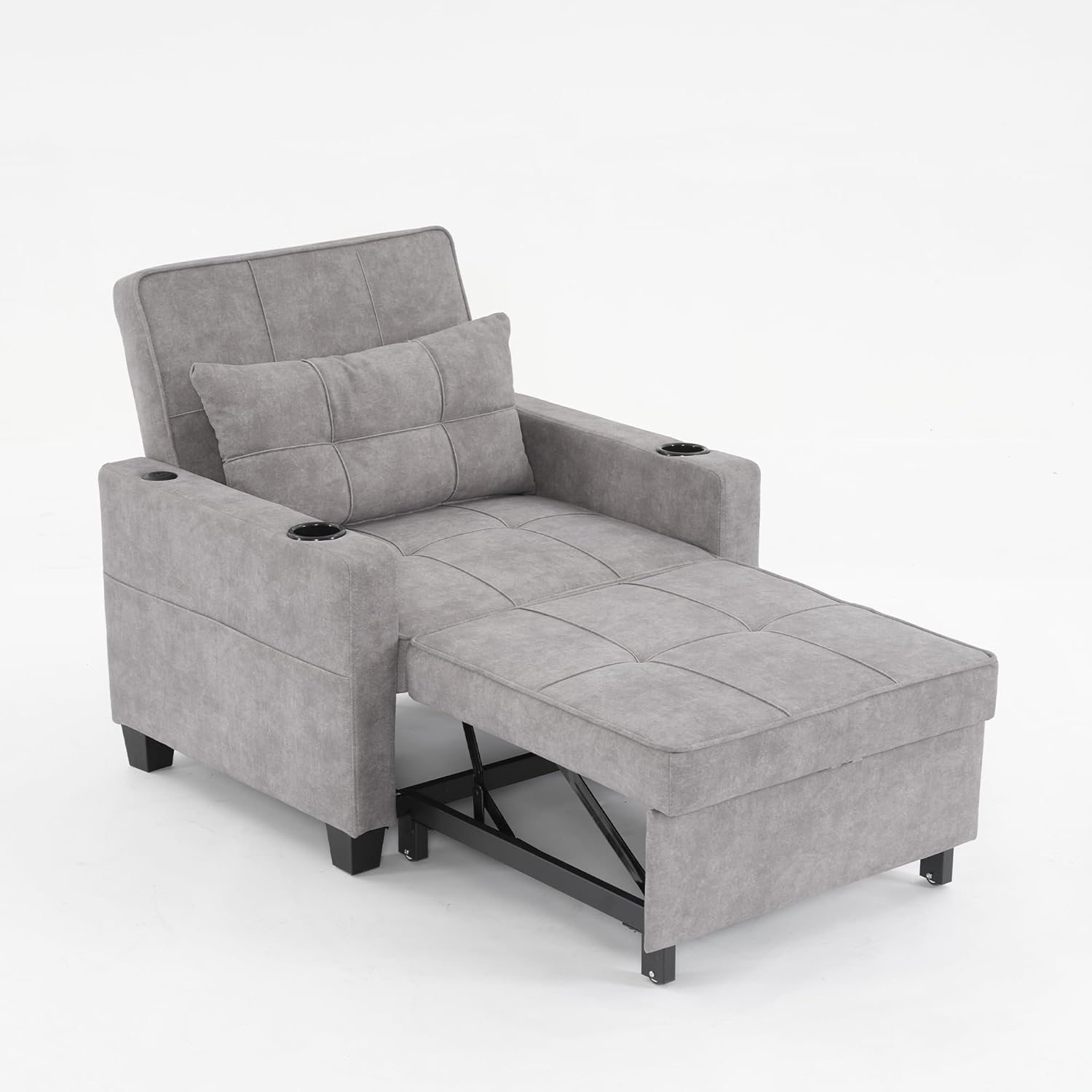 Light Grey 3-in-1 Pull Out Sleeper Chair Bed with USB Ports L434860