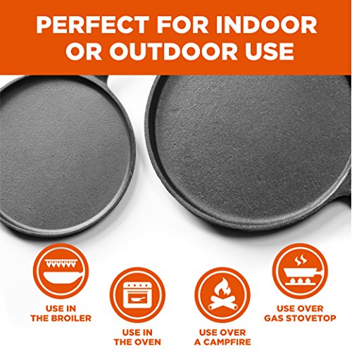 3-Piece Pre-seasoned Cast Iron Griddle Pan Set V9355