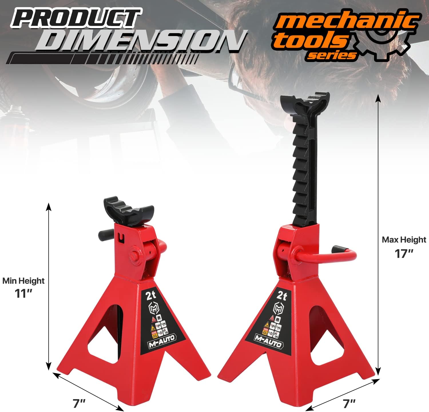 2 Ton (4000 lb) Capacity Steel Hydraulic Floor Jack with 2 Jack Stands, Set of 3 Q5739