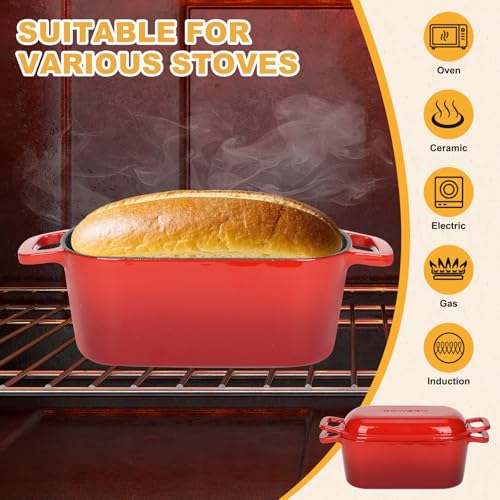 3.6QT Oval Enameled Cast Iron Dutch Oven with Lid X210