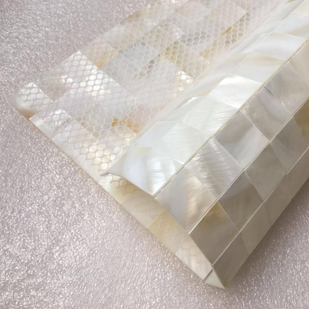 12 in. x 12 in. White Mother of Pearl Shell Mosaic Tile E111641