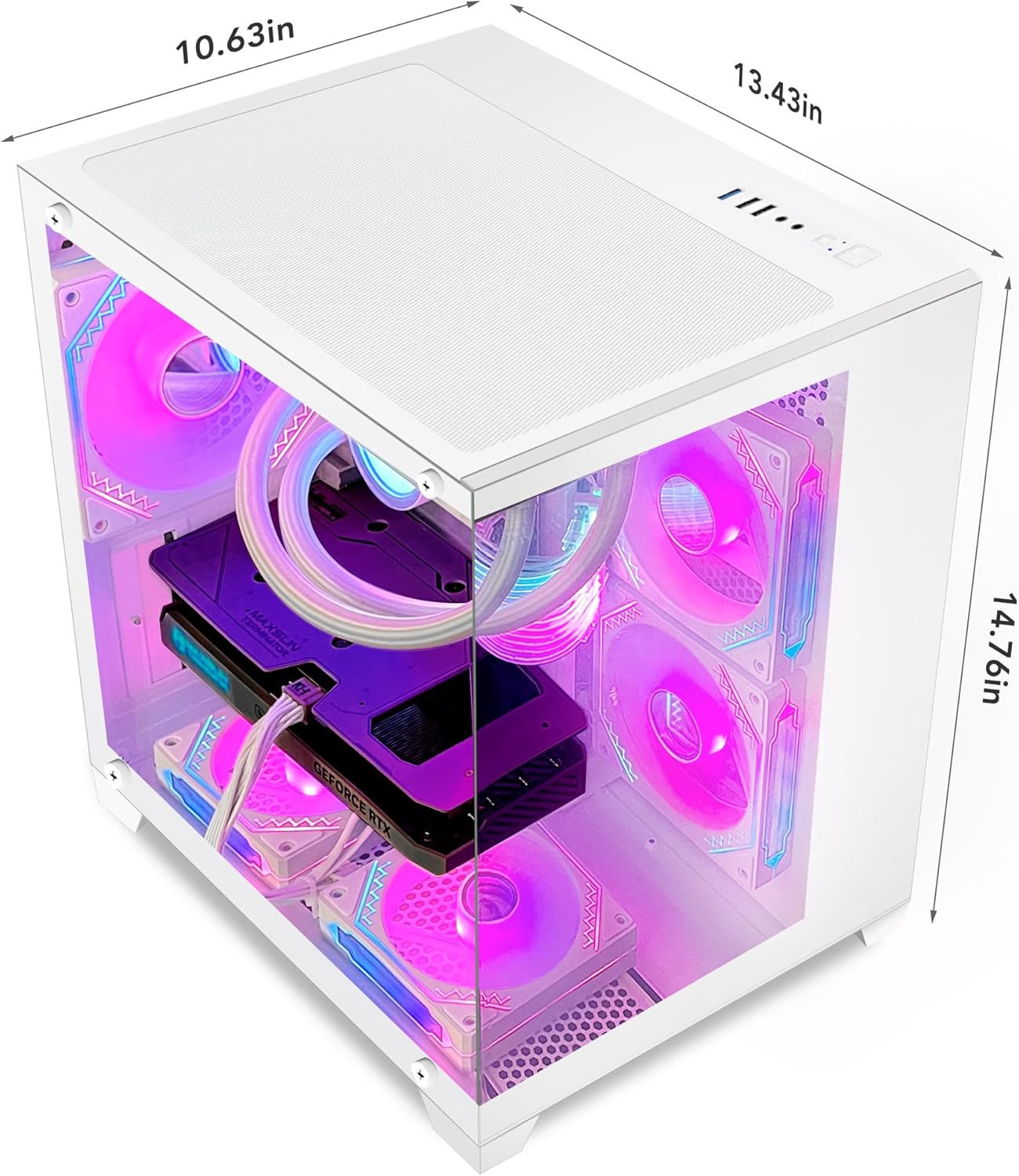 White Gaming PC Desktop - AMD Ryzen 7 5700X3D 8-Core 3.0 GHz, RTX 3060 12GB, 32GB DDR4 RAM 3200, 1TB M.2 PCIE SSD, Windows 11 Pro 64-bit H239732