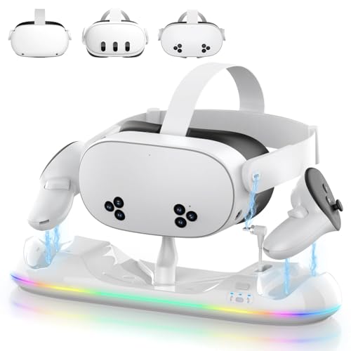 20W Magnetic Charging Station for VR Headset & Controllers with 2X2100mAh Batteries V439554
