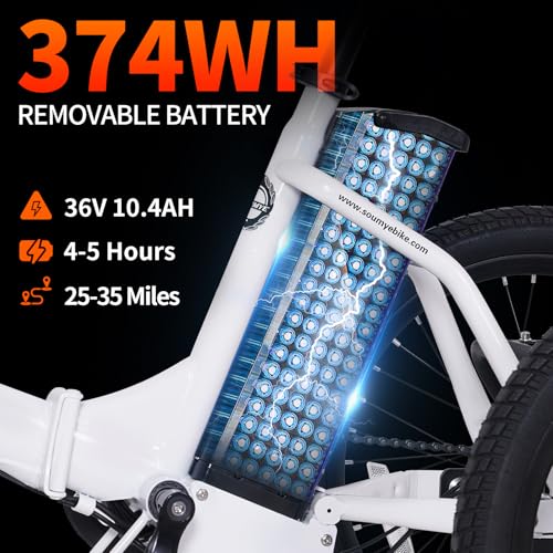 Electric Tricycle 20" 3 Wheels Folding 350W Step-Thru Removable Battery D546434