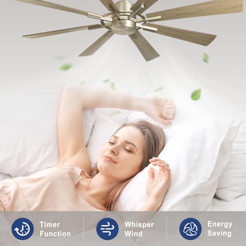 Large 60" Low Profile Indoor Ceiling Fan with Light and Remote Control, Black and Gold B68016